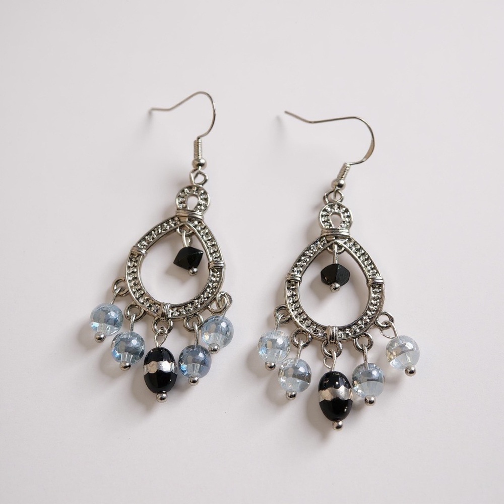 Handcrafted Czech Silver Lined Glass Chandelier Earrings 925 Silver